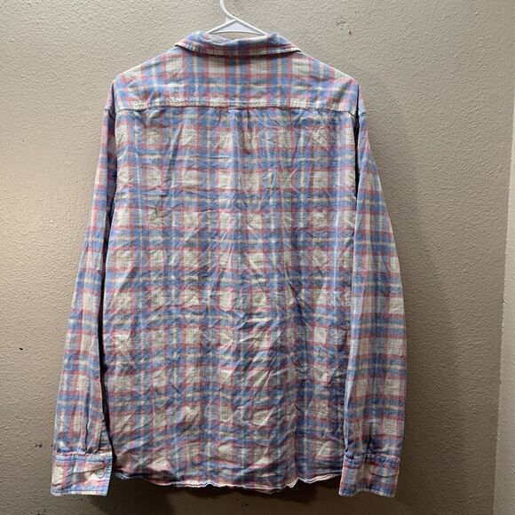 Bixby Nomad Button Up Shirt Size XL Light Blue Pink Cream Brushed Cotton Soft - Picture 4 of 6